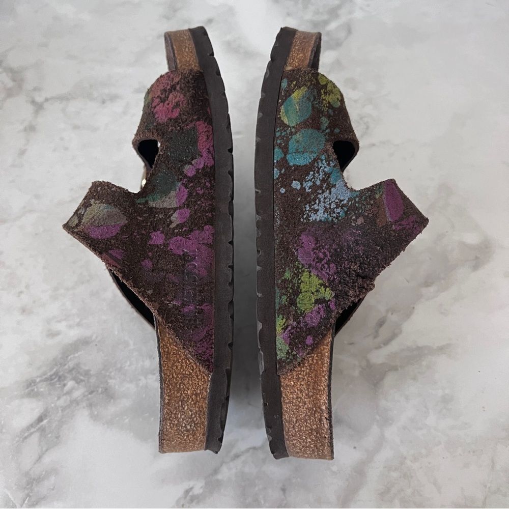 Birkenstock Arizona Leather Flower Crush Mocha Sandals - Picture 7 of 13